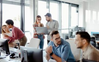 group of people working in an office