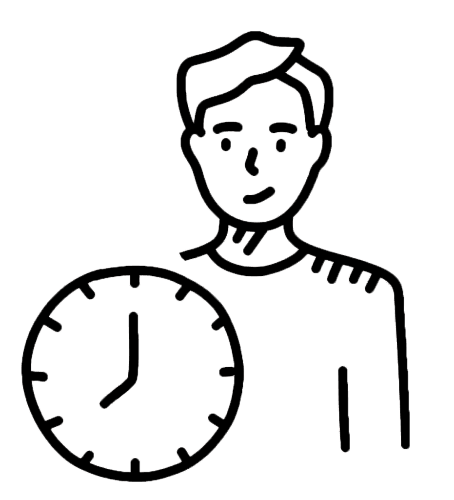 pencil sketch of a man and a clock