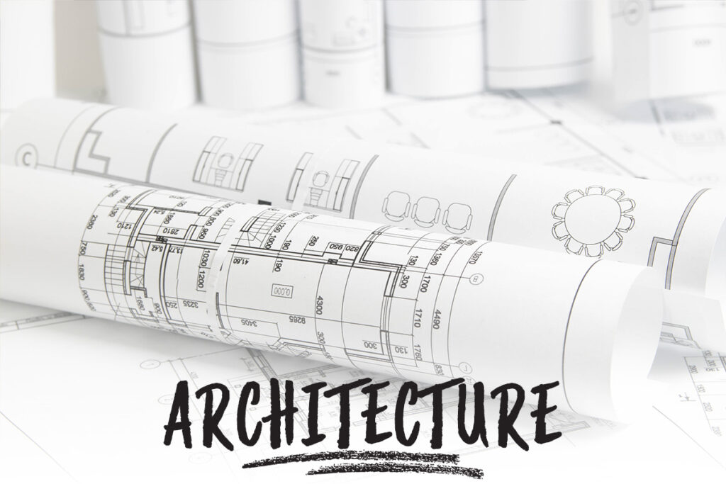 a collection of rolled up blueprints