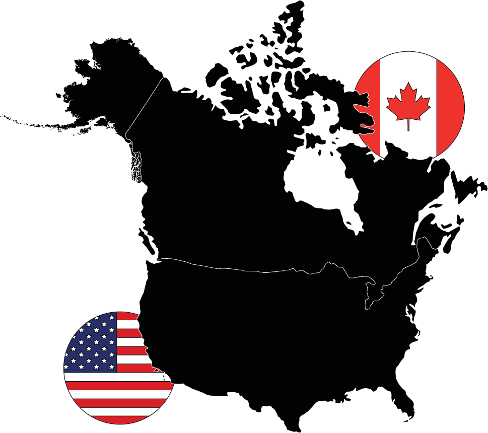 a map of the united states and canada